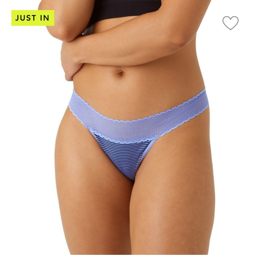 Bombas Blue Striped Lace Trim Thong XL